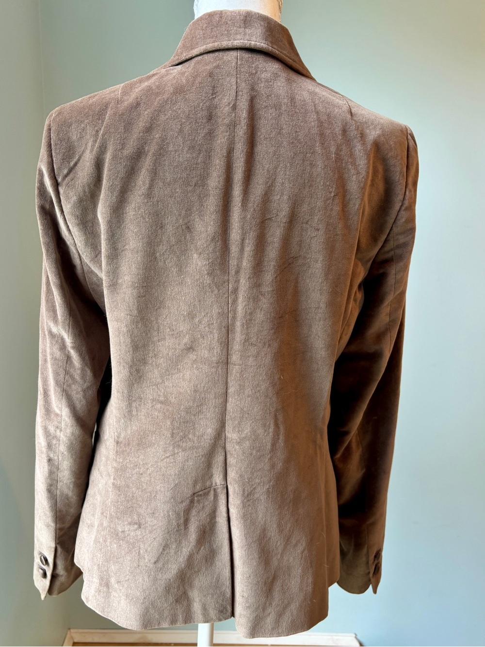 Banana Republic Vintage Brown Velvet Button Up Blazer Y2K Retro - Size 10 - Picture 3 of 11